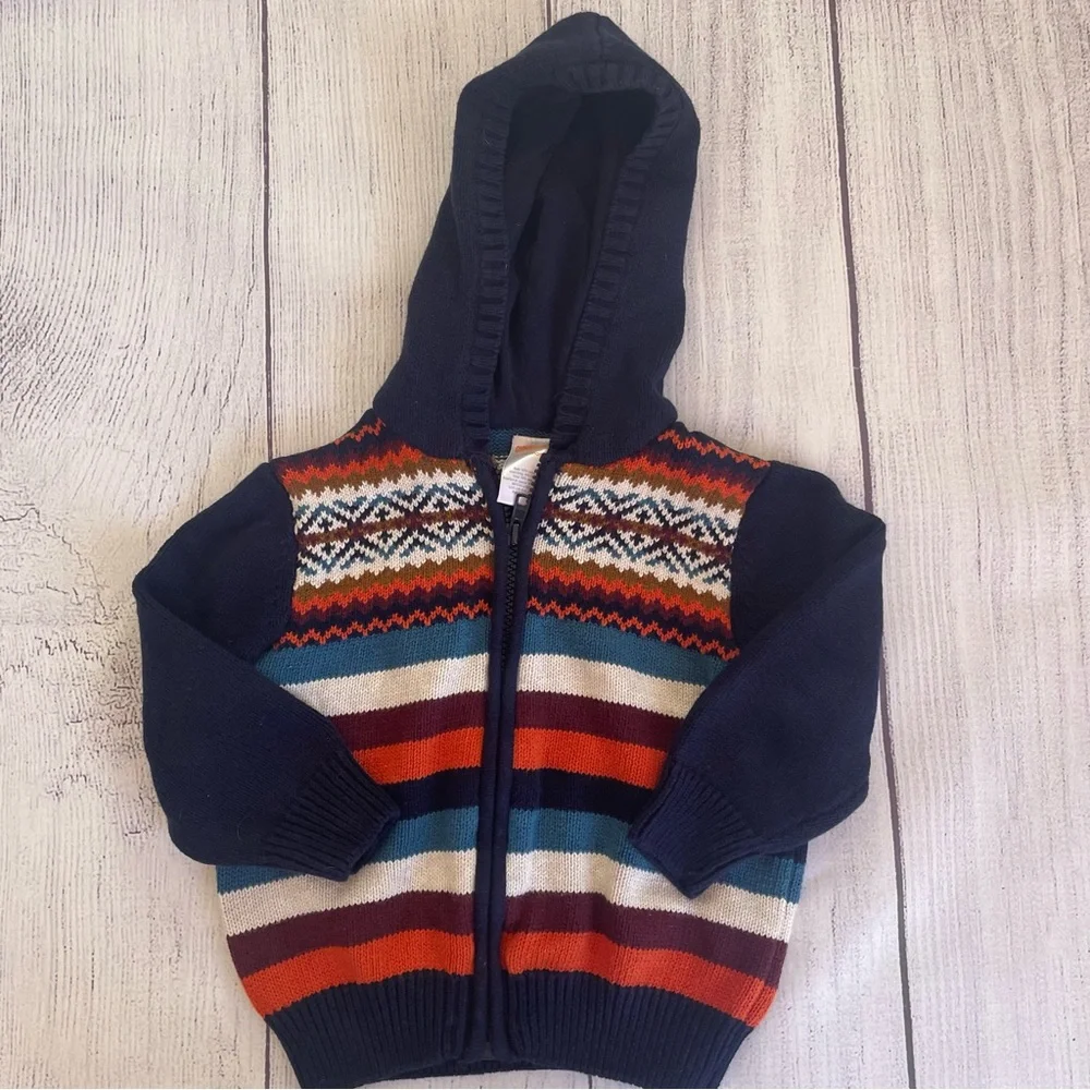 Gymboree Fox Trail Hooded Fair Isle Sweater Size 18-24 months